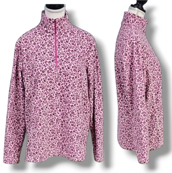 LANDS' END | VERBENA FLORAL QUARTER ZIP LIGHTWEIGHT FLEECE PULLOVER - Picture 1 of 16